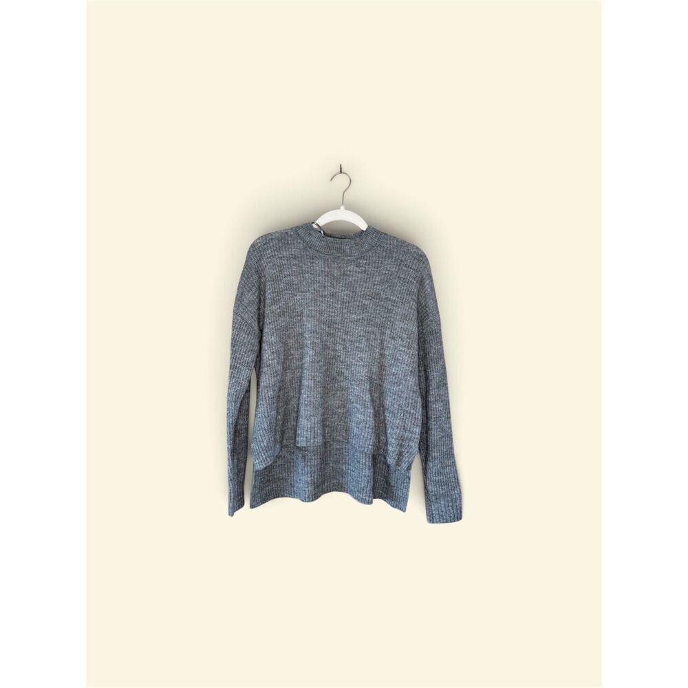 Ambiance Apparel Women's Gray Knit Mock Neck Pullover Sweater Long Sleeve